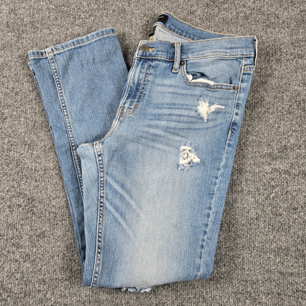 Banana Republic Girlfriend Jeans Womens 29/8 Blue Distressed Ripped Denim Light